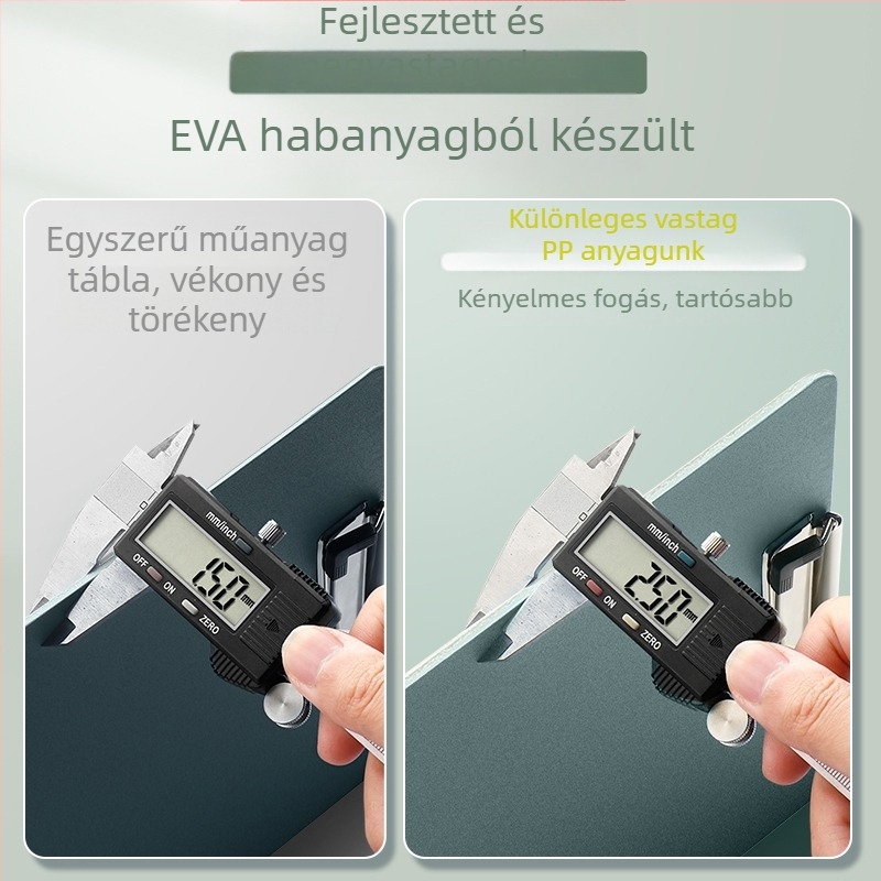 A4 klipek dosja — PP anyag; egy erős klip; lemezes vastagsága 150c; márka Qidiguan; modell 298