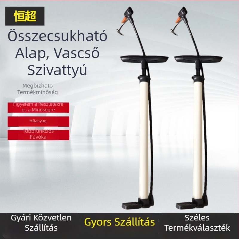 Összecsukható alapú kézi pumpa vascsővel autóhoz, elektromos járműhöz és kerékpárhoz – többfunkciós otthoni légpumpa