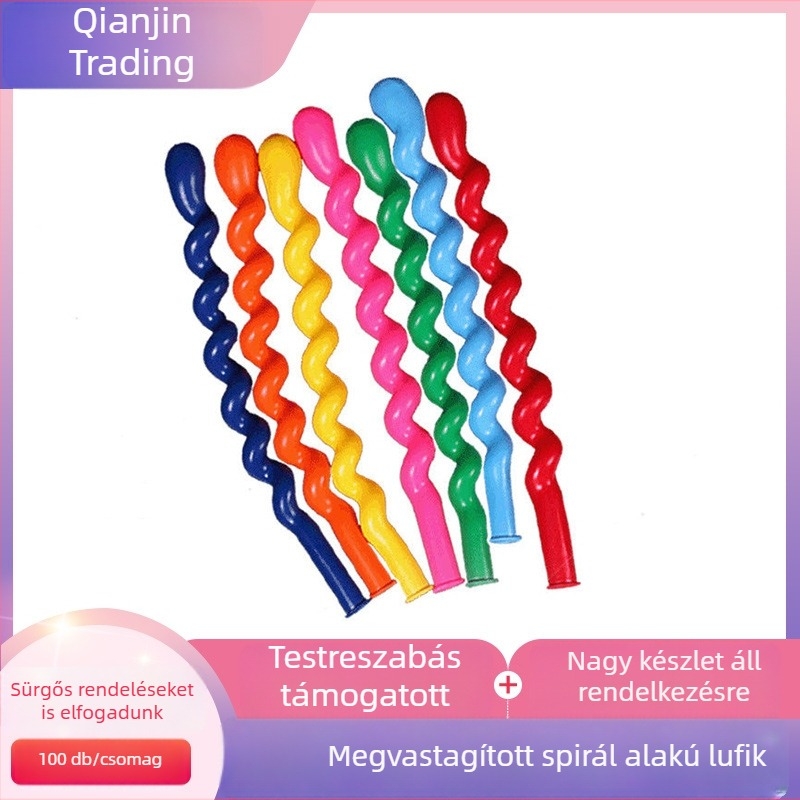 Latex spirál balonok, vastagított, matt felület, változatos méretek esküvői és ünnepi dekorációhoz