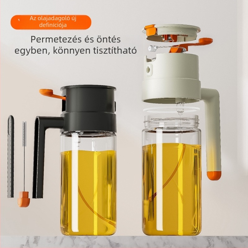 Üveg olajtartó spray- és öntöző funkcióval – kettős funkciójú konyhai adagoló, szivárgásmentes és zárt