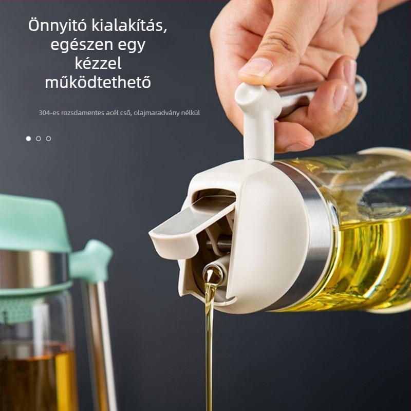 Boroszilikát üvegből készült olajtartó automata nyitás-zárás funkcióval, modern dizájn, olajtartó, 2022 megjelenés