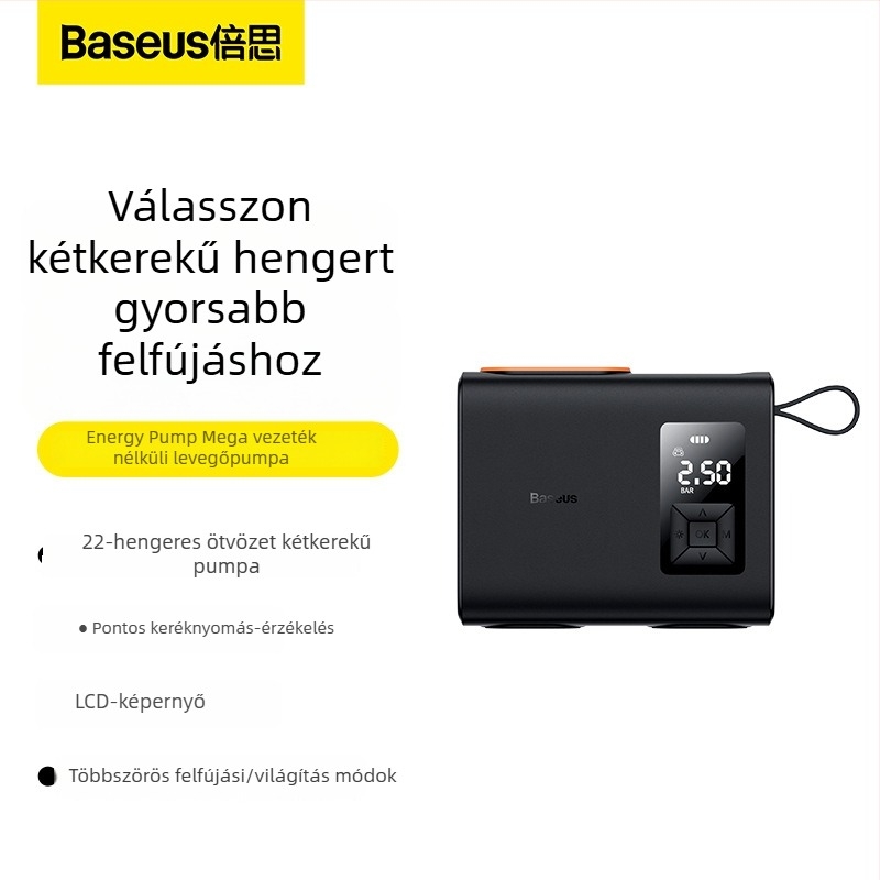 Baseus autó légpumpa, kéthengeres kivitel, USB töltés, 12V, 220W