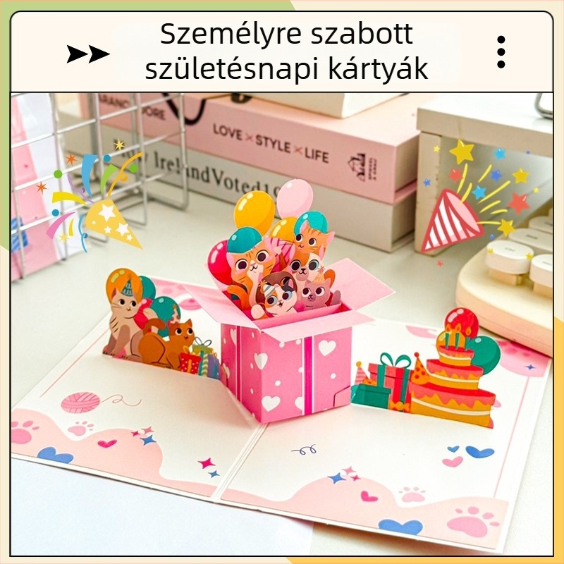 Minghong személyre szabott karikatúra üdvözlőlap, 3D dizájn, Tanárnapra – Nyomtatott