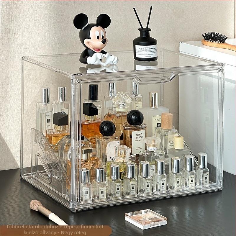 Porálló kozmetikai tároló és kiállító állvány, PET anyagból, 3+ rétegű, rúzs, púder és szemhéjfesték számára