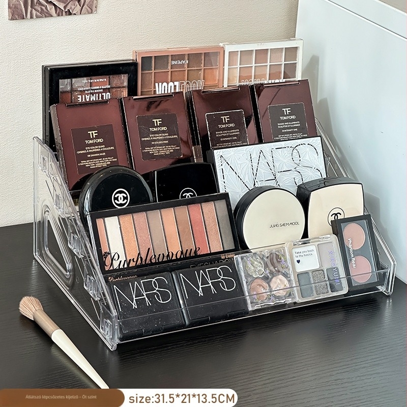 Porálló kozmetikai tároló és kiállító állvány, PET anyagból, 3+ rétegű, rúzs, púder és szemhéjfesték számára