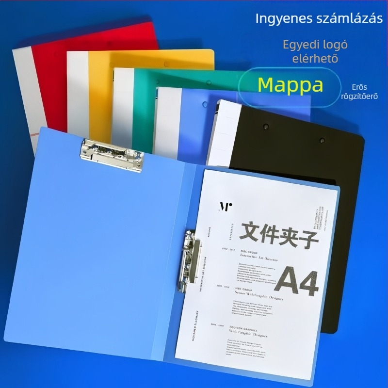 A4-es mappa dupla kapoccsal, dokumentum- és vizsgalapok rendezője, testreszabható fájl mappa