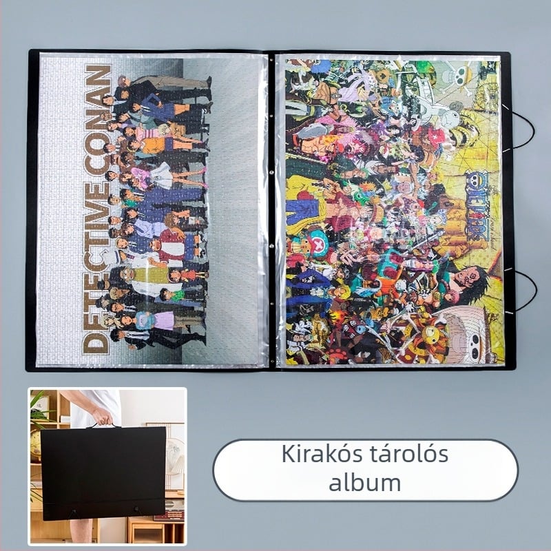 Puzzle tároló könyv, PP anyag, 12 oldal, 1 mm vastagság, logó nyomtatása lehetséges