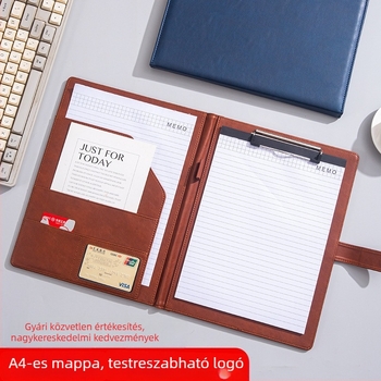 A4 bőrtok dokumentummappa erős klipsz-szel, logónyomtatással és testreszabott feldolgozással