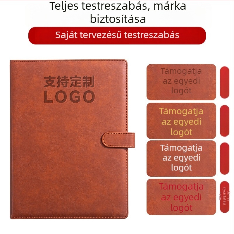 A4 bőrtok dokumentummappa erős klipsz-szel, logónyomtatással és testreszabott feldolgozással