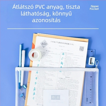 Deli cipzáras dokumentumtáska PVC anyagból, tégla alakú