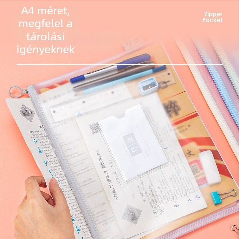 Deli cipzáras dokumentumtáska PVC anyagból, tégla alakú