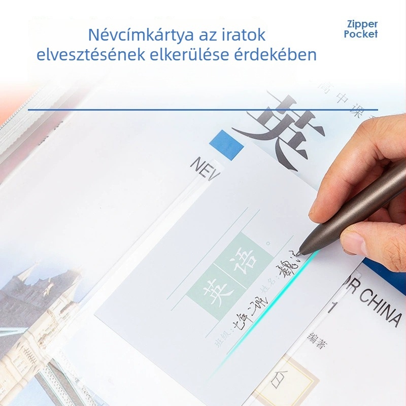 Deli cipzáras dokumentumtáska PVC anyagból, tégla alakú