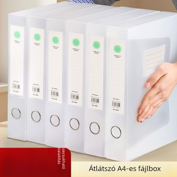 Átlátszó hajtogatható irattartó doboz PP műanyagból, egymásra tehető, 55 mm hátoldali szélesség, Muji-stílusú irodai használatra