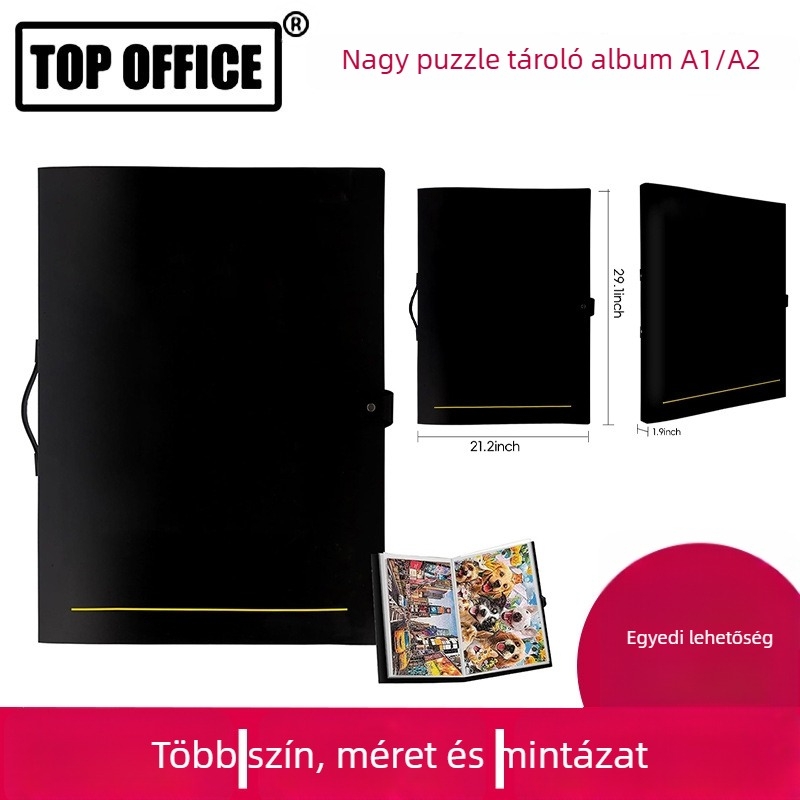 Puzzle tároló mappa formátumú A1/A2, vastagított dokumentum mappa 20 rekesszel, logó nyomtatási lehetőség
