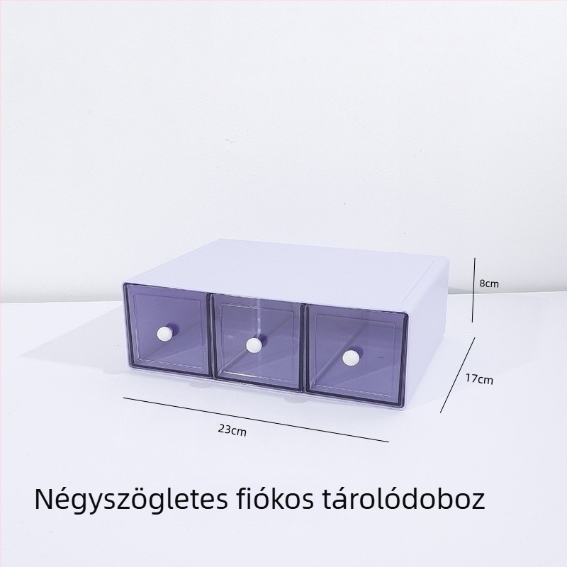 Asztali tároló doboz stackelhető fiókokkal, több rekesz kozmetikumok és ékszerek számára, ABS+PS műanyag, 2L kapacitás