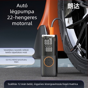 Duál táplálású autó-, motorkerékpár- és elektromos jármű infláló pumpa digitális kijelzővel, USB töltéssel és LED világítással