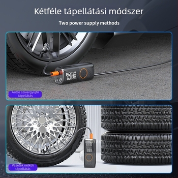 Duál táplálású autó-, motorkerékpár- és elektromos jármű infláló pumpa digitális kijelzővel, USB töltéssel és LED világítással