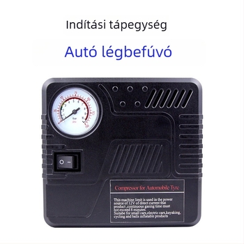 Autómentő légpumpa 12V-os áramellátással, 100W, 50 L/perc, 41 cm cső, guminyomásmérő