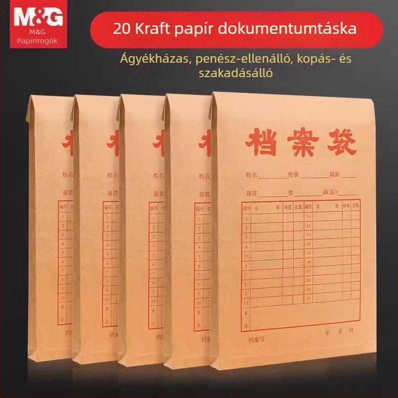 Kraftpapírból készült dokumentumtáska kötélfogantyúval, 180 g, vastagított