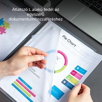 Átlátszó PP dokumentum-dosszié, L-alakú tárolótaska, Deli márka, modell 5706, vastagság 0,18 mm