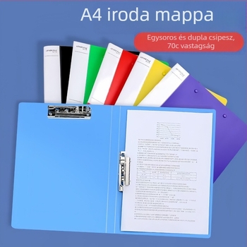 Műanyag irodai mappa dupla erős klipekkel, nyomtatott logó, különböző vastagságok