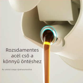 Üvegből készült olaj- és fűszeradagoló automatikus nyitás-zárás mechanizmussal, rozsdamentes acél szórófej