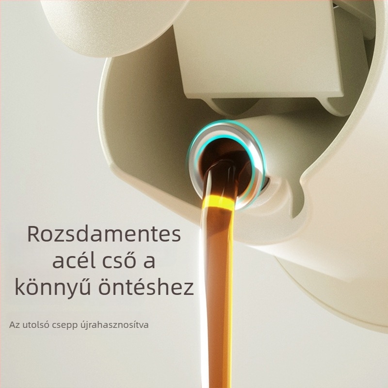 Üvegből készült olaj- és fűszeradagoló automatikus nyitás-zárás mechanizmussal, rozsdamentes acél szórófej