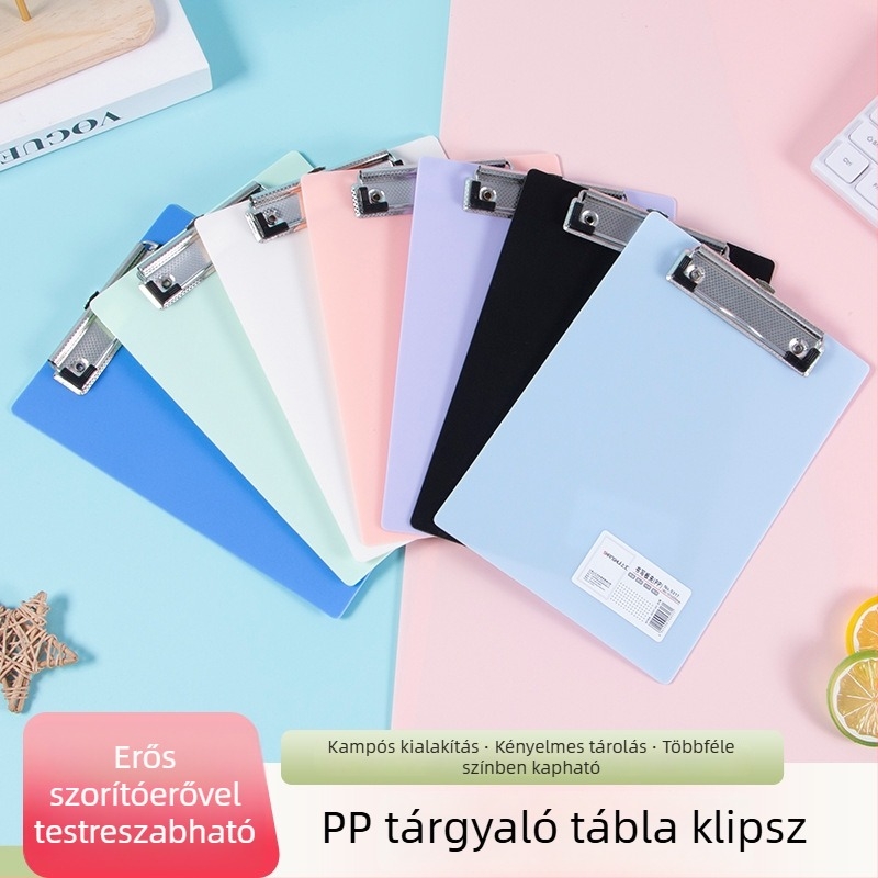 A5 Morandi író‑tábla dosziéval és klippel, diákoknak, irodai alátét, vastagabb írásfelület