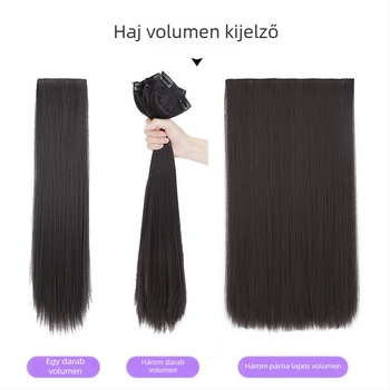 Hajparóka hosszú egyenes hajhoz, három részes készlet, magas hőálló rost, egyenes textúra, mechanikus feldolgozás, nőknek