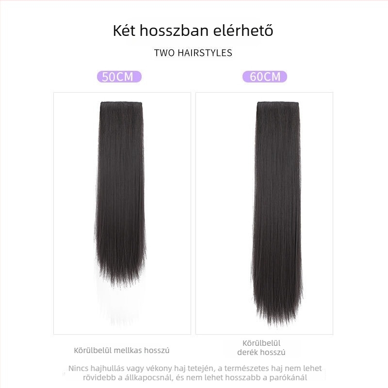 Hajparóka hosszú egyenes hajhoz, három részes készlet, magas hőálló rost, egyenes textúra, mechanikus feldolgozás, nőknek
