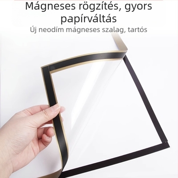 Mágnese falra szerelhető fájlkeret, átlátszó dokumentum-megjelenítő, műanyag kivitel, modell 1546298, állítható rögzítési méret, opcionális lemez vastagság