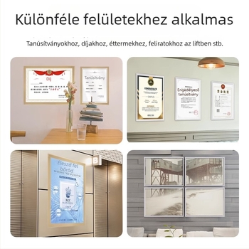 Mágnese falra szerelhető fájlkeret, átlátszó dokumentum-megjelenítő, műanyag kivitel, modell 1546298, állítható rögzítési méret, opcionális lemez vastagság