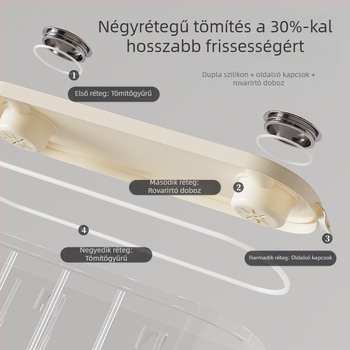 Nagy kapacitású gabonatároló edény rizshez, zárható, nedvesség- és rovarbiztos