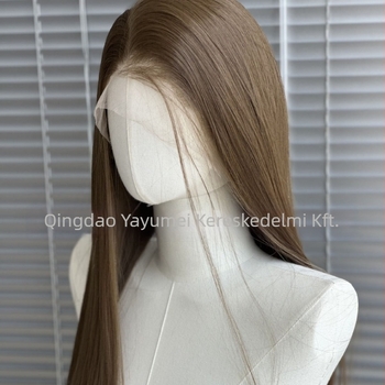 Természetes elülső csipkés hosszú paróka, kézzel szőtt Day Silk anyagból, YY Wig modell 10#, festhető és permelhető