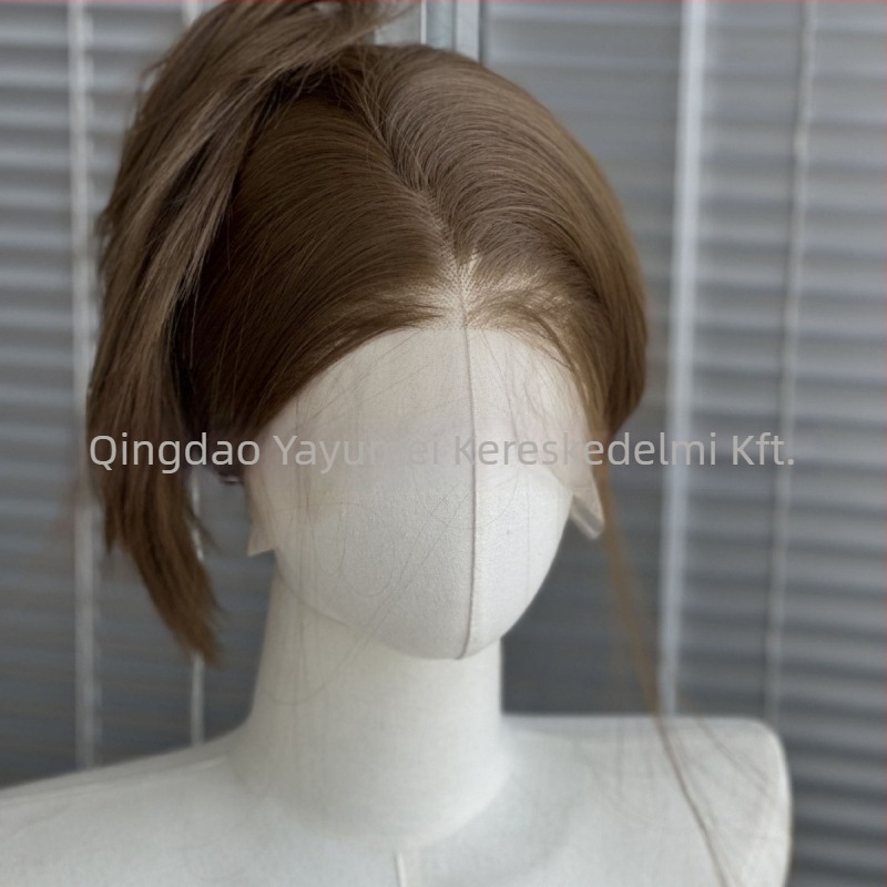 Természetes elülső csipkés hosszú paróka, kézzel szőtt Day Silk anyagból, YY Wig modell 10#, festhető és permelhető