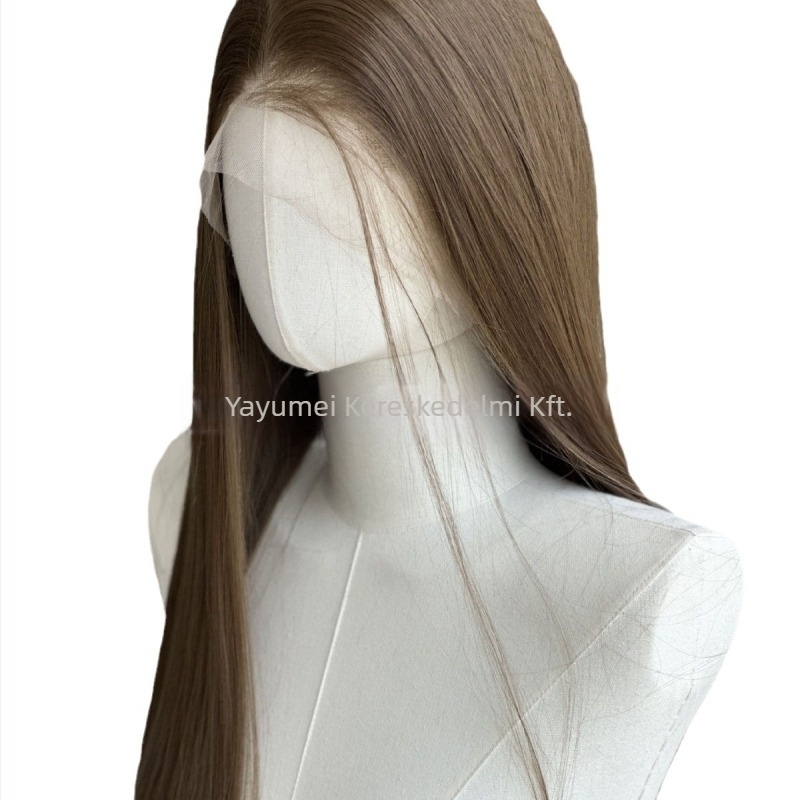 Természetes elülső csipkés hosszú paróka, kézzel szőtt Day Silk anyagból, YY Wig modell 10#, festhető és permelhető