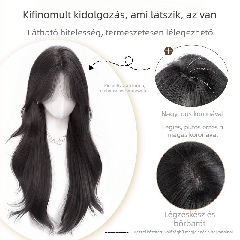 Női paróka hosszú göndör hajjal, selyemkeverék, volumen, mechanikus feldolgozás