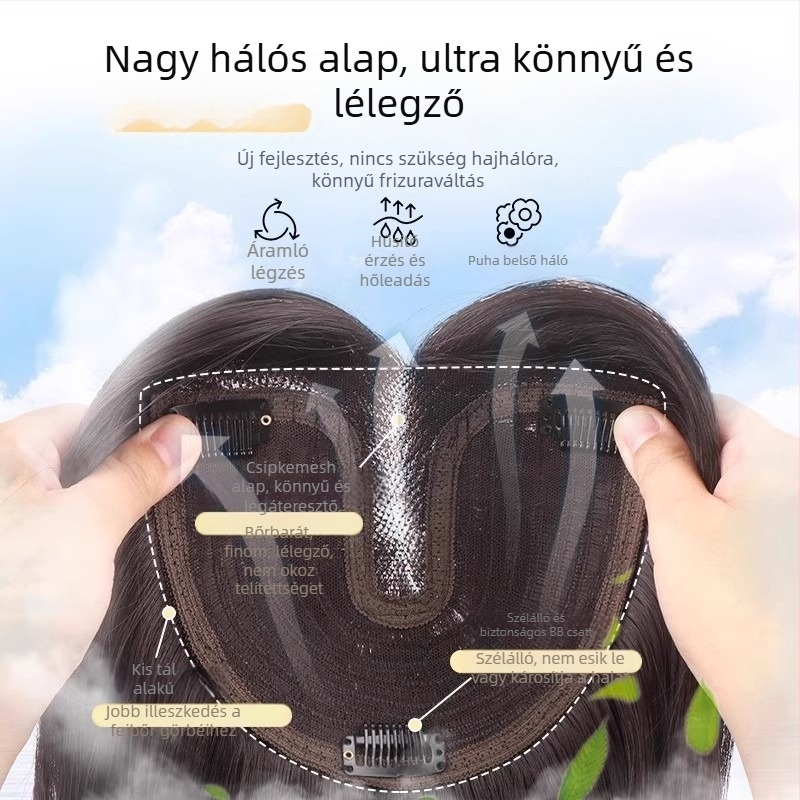 Női paróka hosszú göndör hajjal, selyemkeverék, volumen, mechanikus feldolgozás