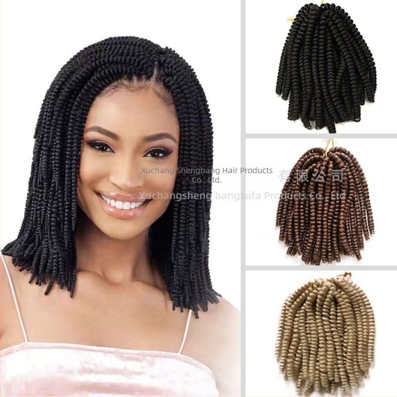 Afro dreadlockokkal és spring twisttel, szintetikus szálakból, kettős fonat