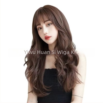 Hosszú göndör paróka légies frufjival, hőálló huzal, koreai stílus, modell Air Long Curly Hair