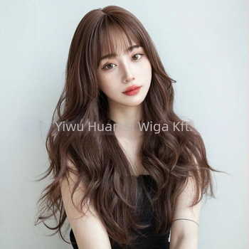 Hosszú göndör paróka légies frufjival, hőálló huzal, koreai stílus, modell Air Long Curly Hair