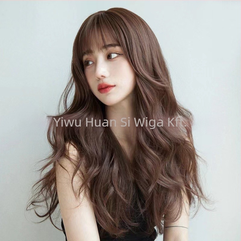 Hosszú göndör paróka légies frufjival, hőálló huzal, koreai stílus, modell Air Long Curly Hair