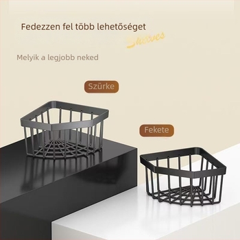 Konyhai mosogató tároló, falra szerelhető háromszög alakú lefolyó kosárral, műanyagból; telepítés nélkül; modern, egyszerű dizájn