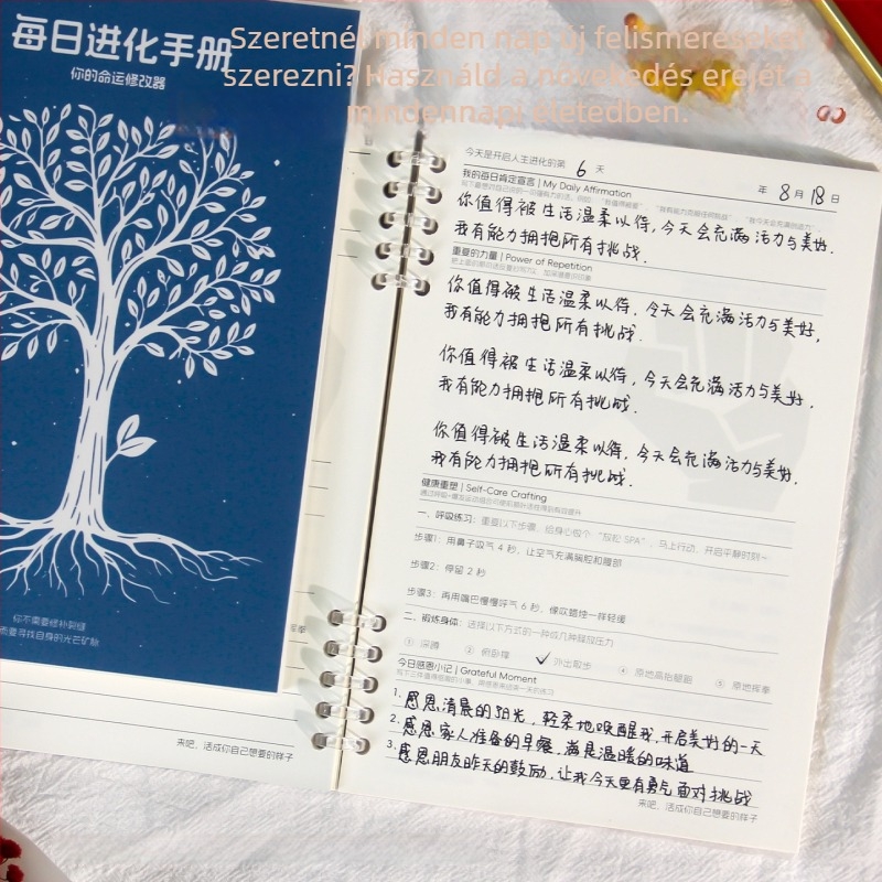 Gao xiaoqi Mindfulness Growth Notesz — szabadon kötött, PP borító, Dowling papír, 120 g/m², 50–100 oldal, Egyszerű stílus