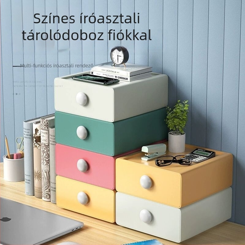 Asztali tároló doboz fiókos kivitelben, műanyag konstrukció, PP anyag, 2L kapacitás