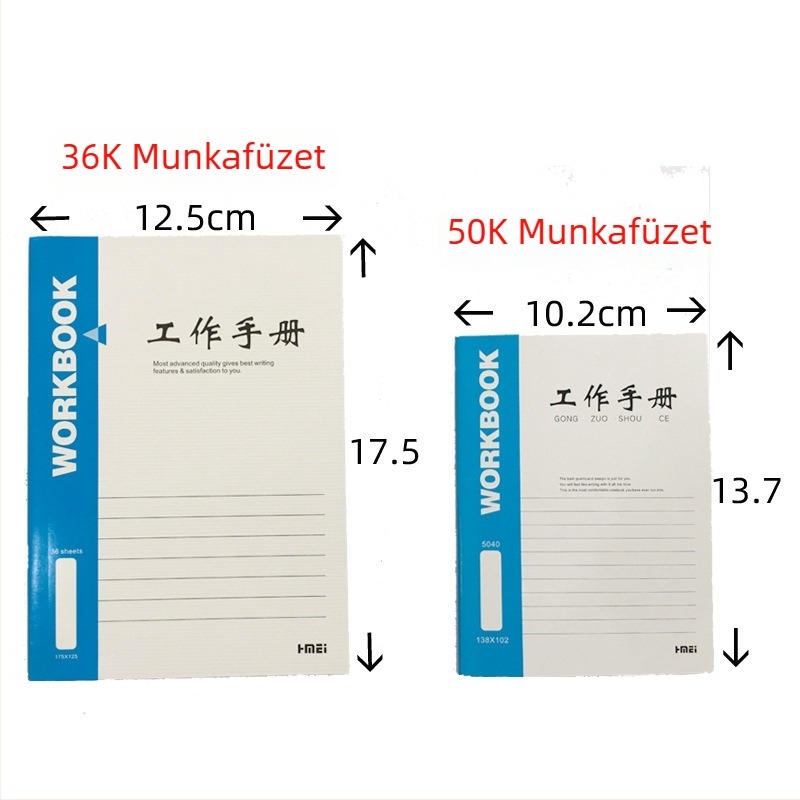 36K50K Vastagított kis üzleti jegyzetfüzet ragasztott kötésben, méret 175 × 125 mm, papír 60 gsm