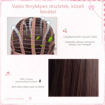 Hosszú göndör paróka frufruval, koreai stílus, hőálló szintetikus haj, He Guan