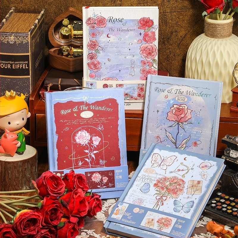 Fangdao Wanderer and Rose Series jegyzetfüzet, kreatív kézzel festett dizájn, keménytáblás kötés, 80 oldal