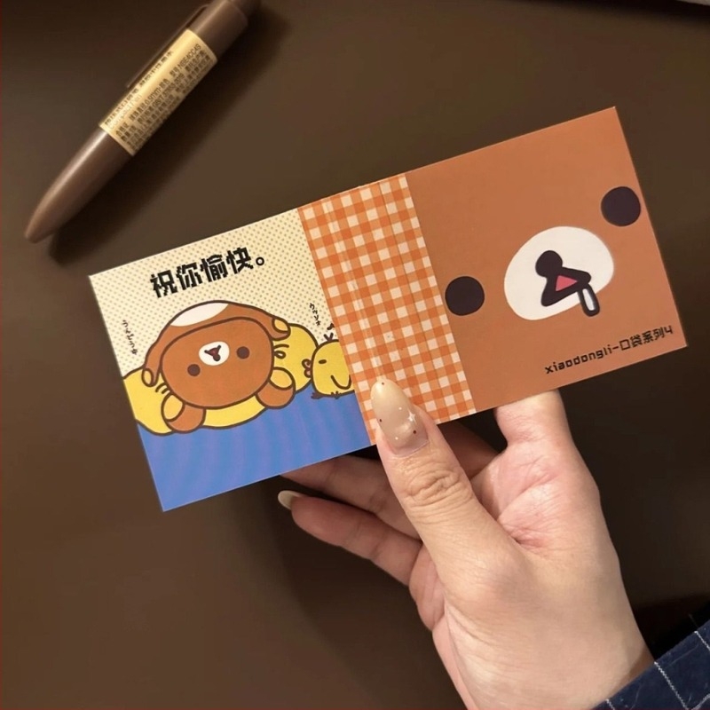 Rajzfilm stílusú mini notesz Rilakkuma ihletésével, hordozható DIY zsebnapló; ragasztás nem megoldható, alapcsomagolás, IP engedély nélkül