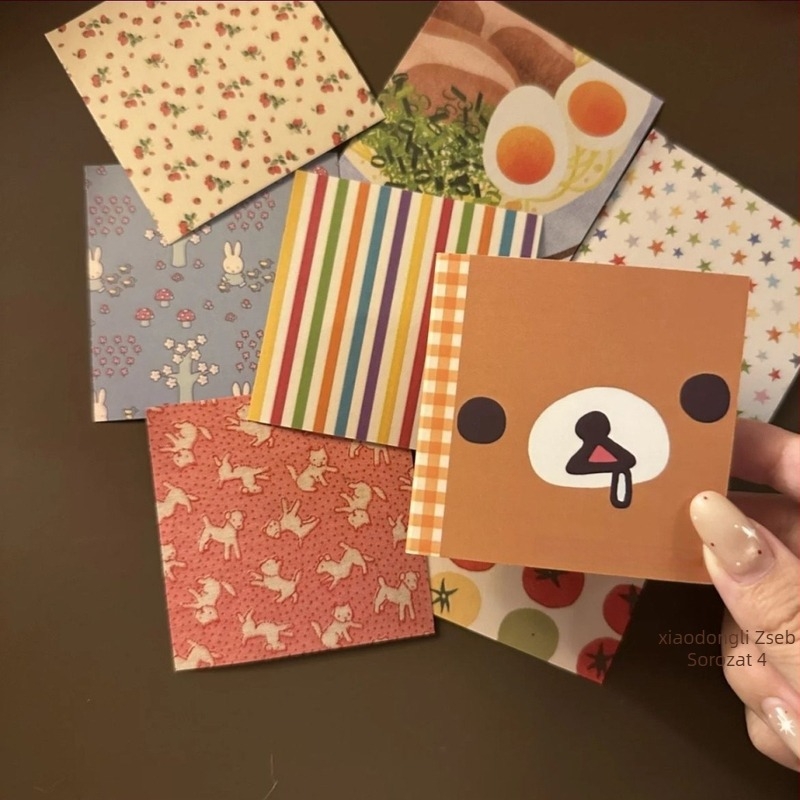 Rajzfilm stílusú mini notesz Rilakkuma ihletésével, hordozható DIY zsebnapló; ragasztás nem megoldható, alapcsomagolás, IP engedély nélkül